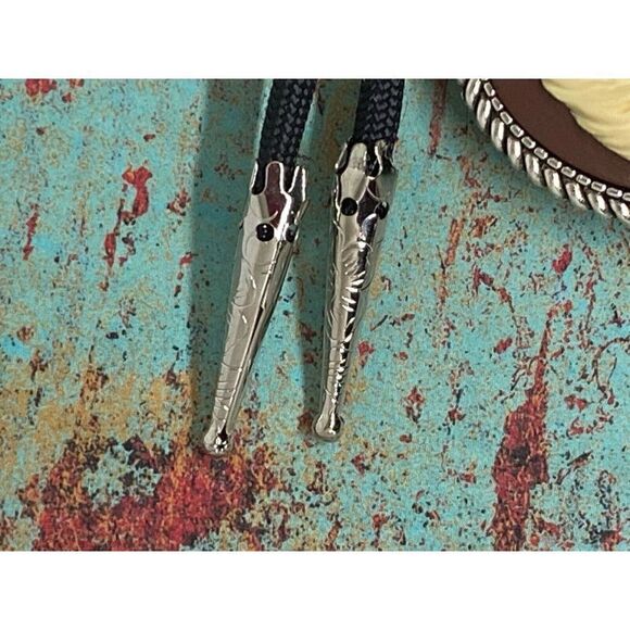 Western Pony White Horse Cameo Rope Pendant Necklace Bolo Lariat Tie Concho Mens - Picture 6 of 10